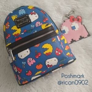 Loungefly Loves Hello Kitty Pac-Man Mini Backpack and Pink Pac-Man Coin Pouch